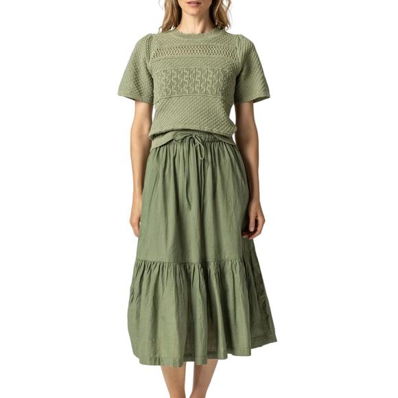 NEW LILLA P pull on peplum skirt in olive